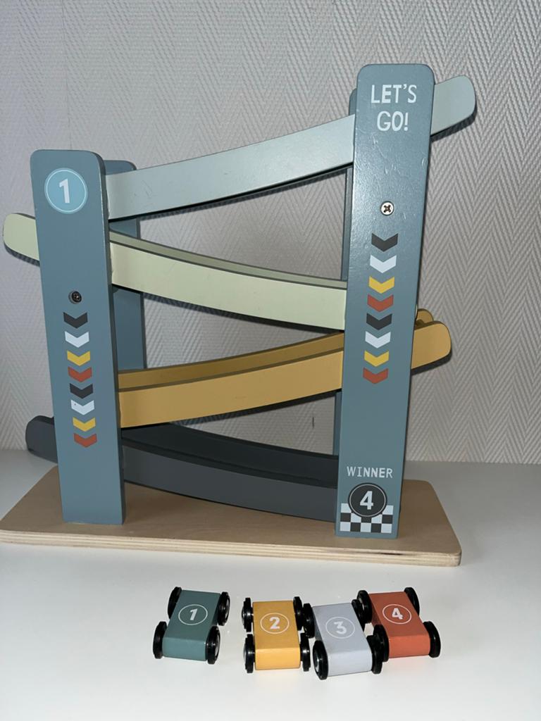 little dutch Houten autobaan met 4 auto's - Let's Go!, Kinderen en Baby's, Speelgoed | Houten speelgoed, Ophalen of Verzenden