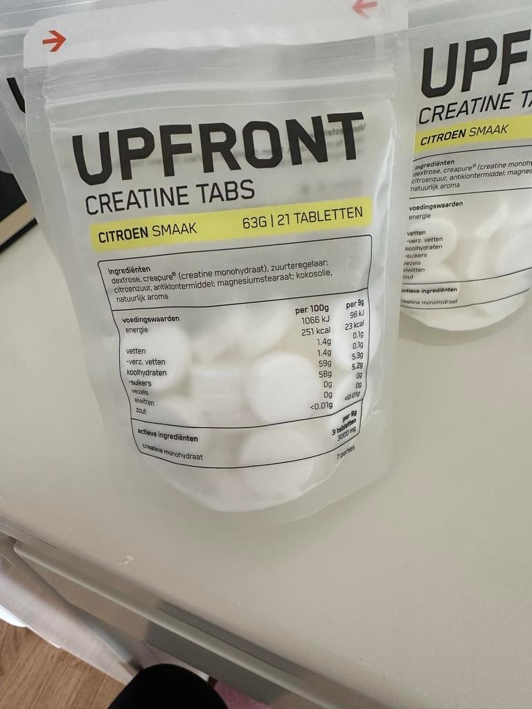 UPFRONT Creatine Tabs Citroen Smaak - 7 verpakkingen (dicht), Sport en Fitness, Fitnessmaterialen, Nieuw, Overige typen, Ophalen of Verzenden