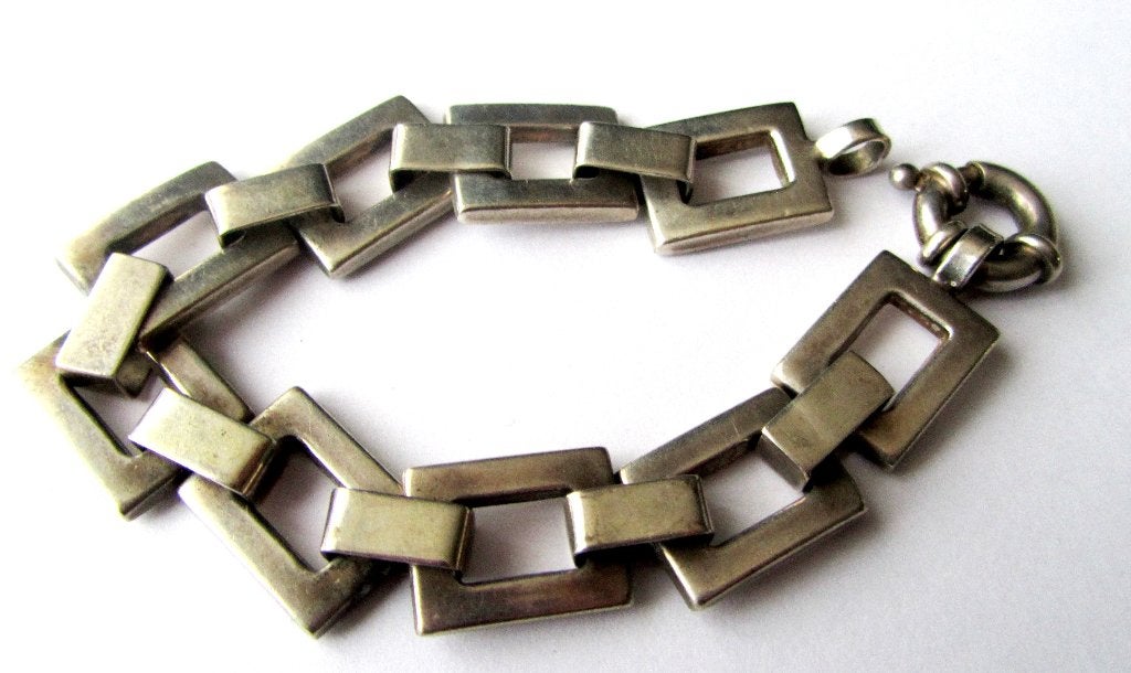 Mooie 925 zilveren grote schakel armband, 21 cm lang, 29 gr, Ophalen, Zilver, Armband