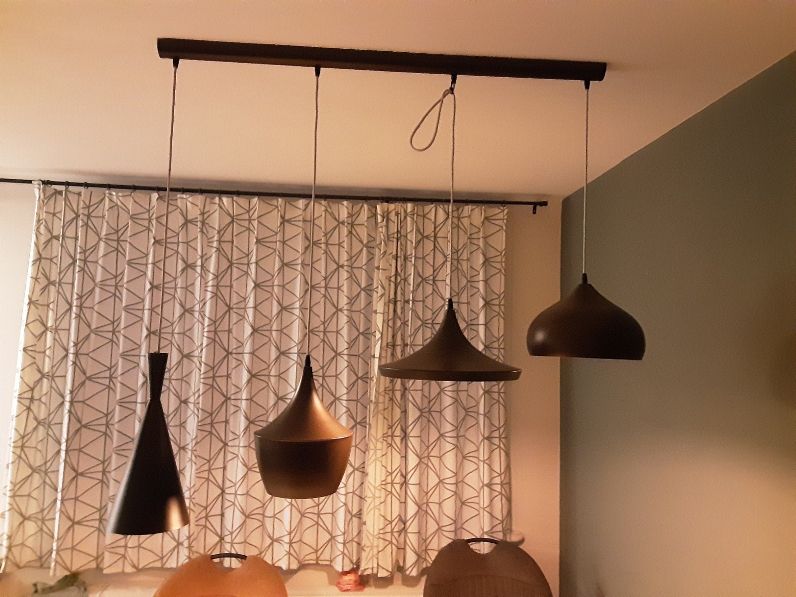 Retro kamerlamp met 4 eenheden. + 1 losse lamp kleur bruin, Ophalen