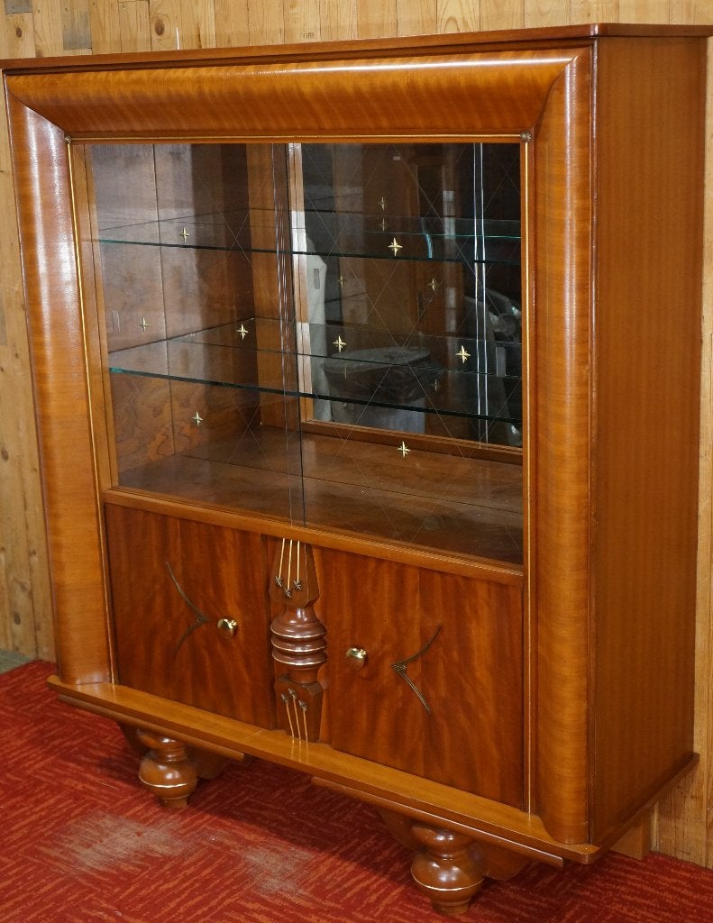 Art Deco Kast Display Meubel Design Wandkast vintage Vitrine, Ophalen, 100 tot 150 cm, 100 tot 150 cm, Teakhout