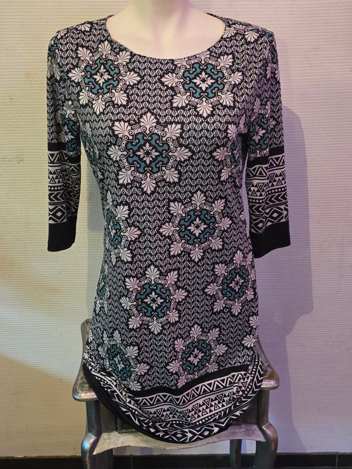 Casual Ladies Jurk met Patroon - Maat L, Overige kleuren, Ophalen of Verzenden, Zo goed als nieuw, Boven de knie