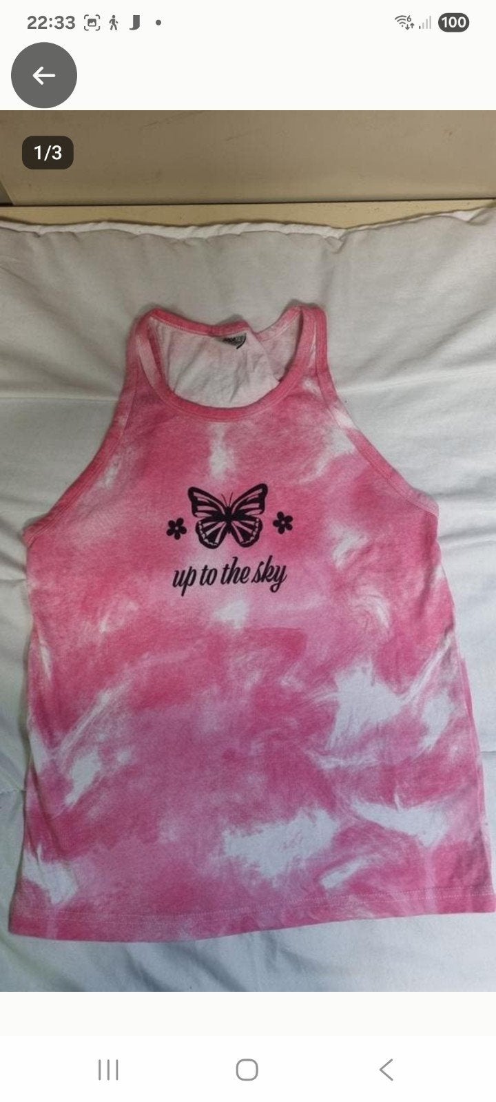 Roze zomertop Page One Young vlinderprint maat 170/176, Gebruikt, Meisje, Page One Young, Ophalen of Verzenden