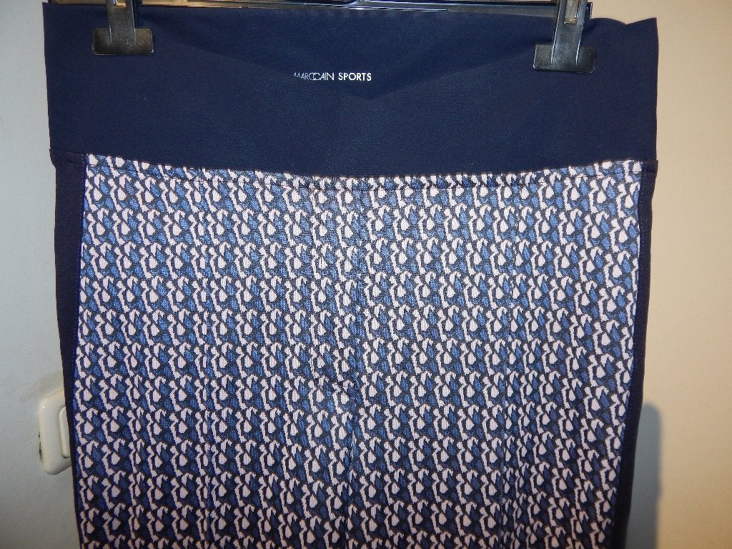 Marccain stretch broek deels travel stof in motief N3/M, Maat 38/40 (M), Zo goed als nieuw, Lang, Marccain