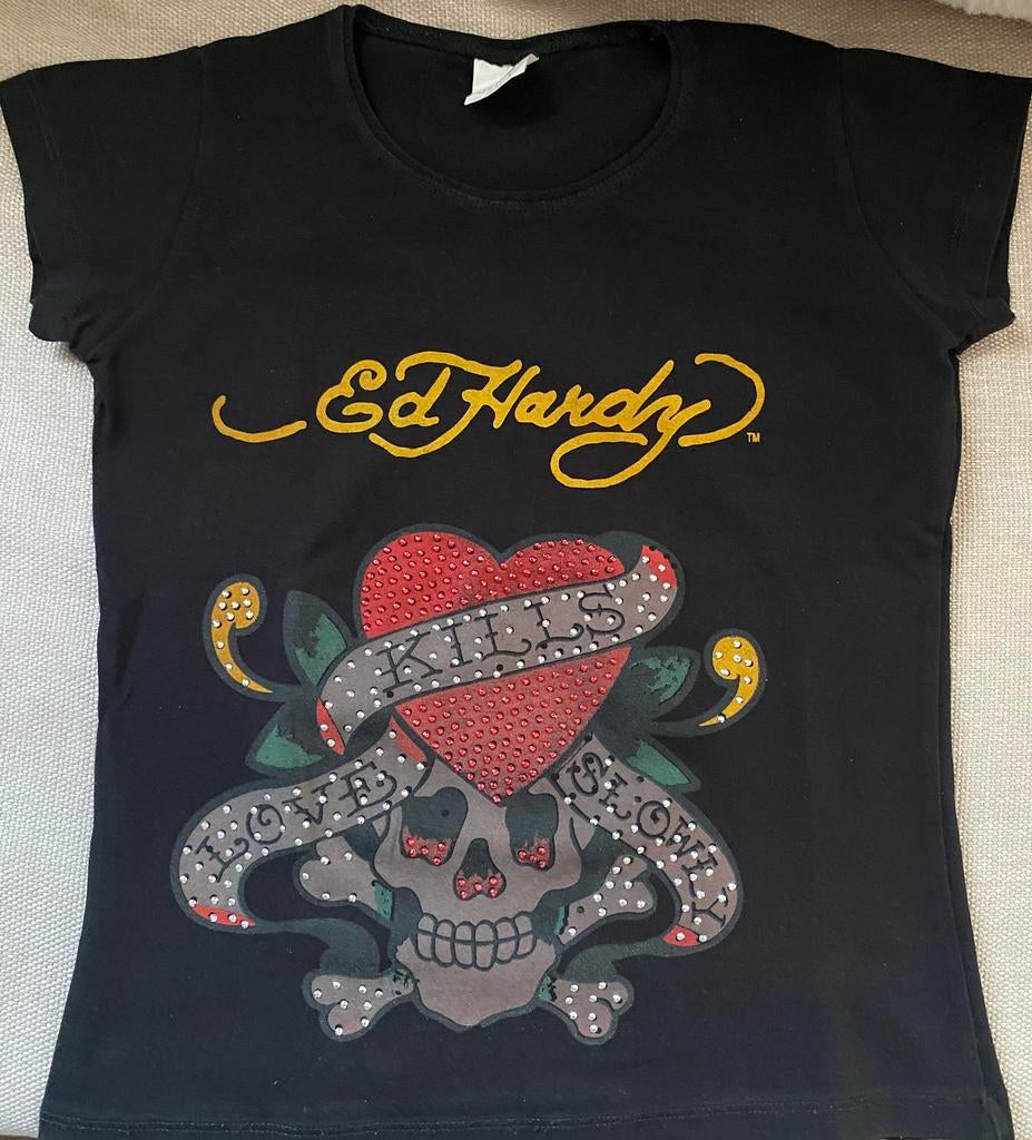 ED HARDY SHIRT ZGAN, Ophalen of Verzenden, Zo goed als nieuw, Jongen of Meisje