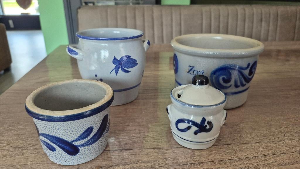 4x Vintage kleine keulse potjes, Ophalen of Verzenden