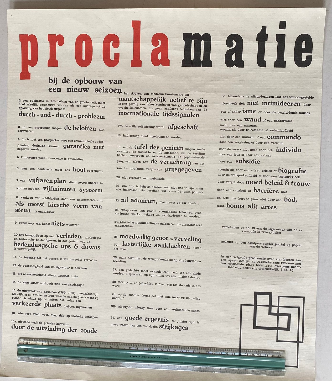 PROCLAMATIE. Nadruk Hendrik Werkman, Ophalen of Verzenden