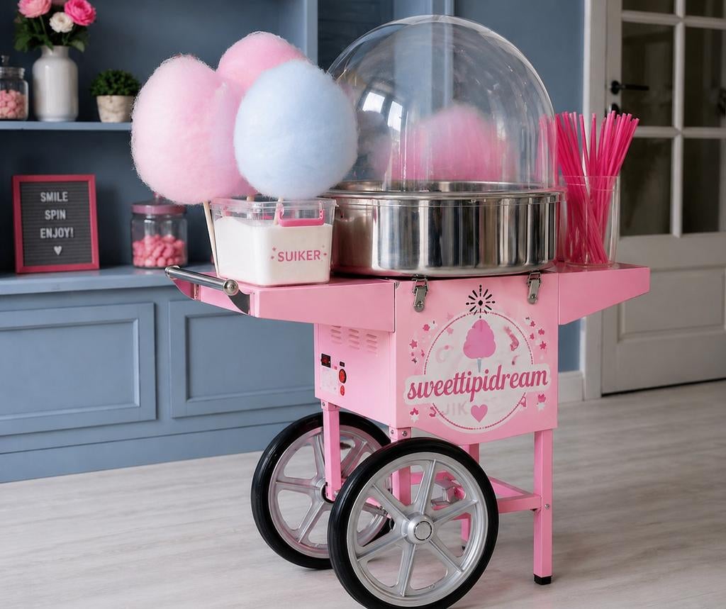 Suikerspinmachine met onderstel te huur, Ophalen of Verzenden, Overige
