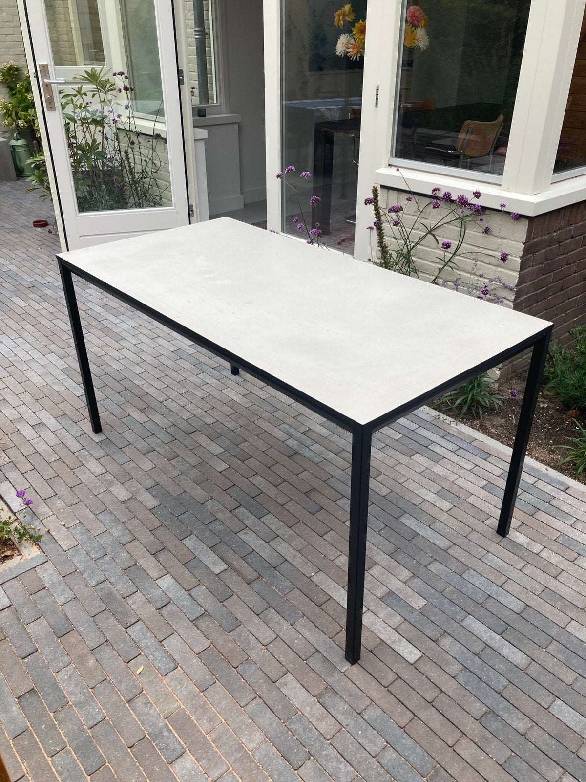 Buitentafel 150x75, Ophalen, Gebruikt, Rechthoekig, Metaal