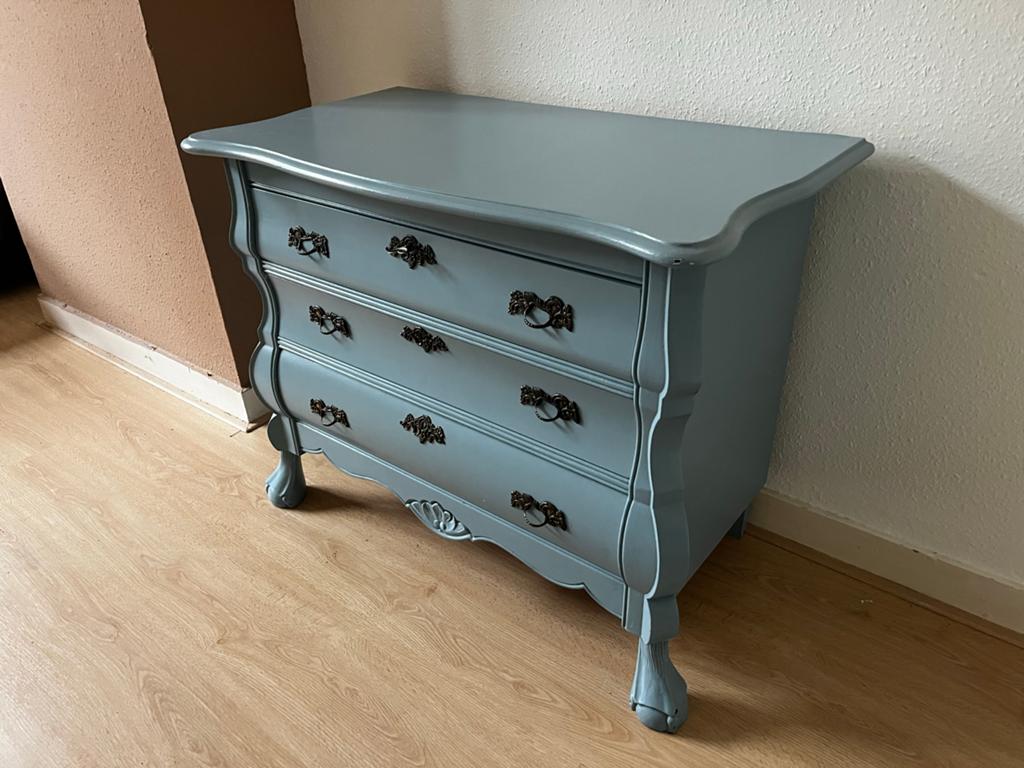 Vintage Buikkast Blauw met werkend slot, Ophalen