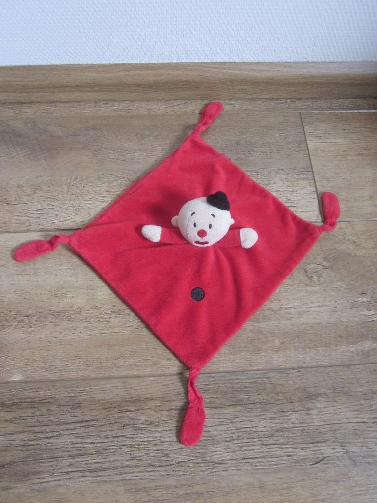 Bumba Bumbaloo rood pluche knuffeldoek clowntje (2x), Overige merken, Overige karakters, Overige typen, Ophalen of Verzenden