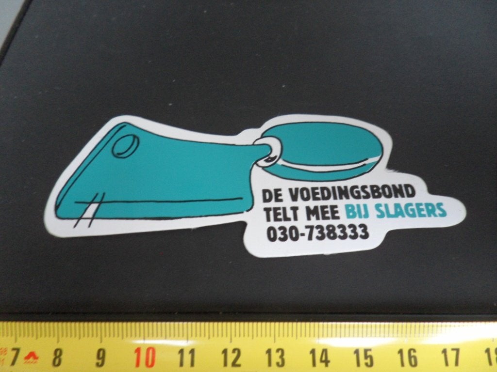sticker strip hakmes de voedingsbond / slagers, Ophalen of Verzenden, Zo goed als nieuw