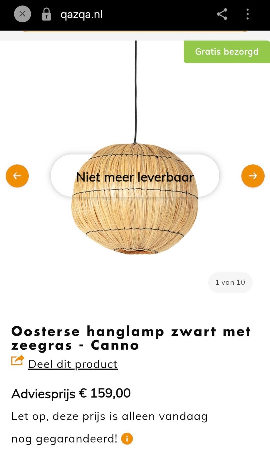 Oosterse hanglamp zwart met zeegras - Canno, Huis en Inrichting, Ophalen of Verzenden, Nieuw, Natuurlijk materiaal, Oosters