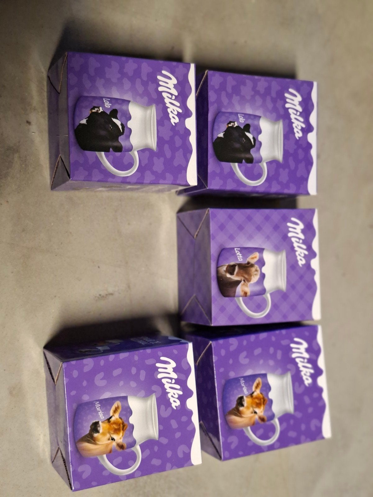 Nieuwe Milka mokken - Lola, Lotta en Marisa (set van 5), Overige typen, Paars, Nieuw, Ophalen of Verzenden