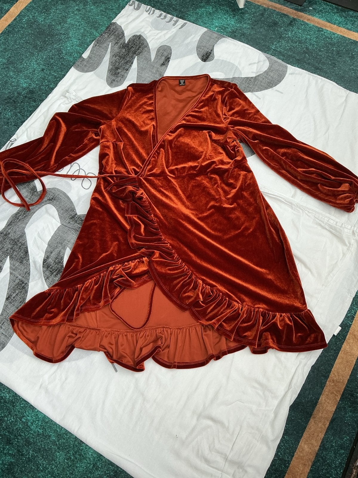 Fluwelen overslagjurk in roestbruin maat XL, Kleding | Dames, Maat 42/44 (L), Nieuw, Oranje, Ophalen of Verzenden