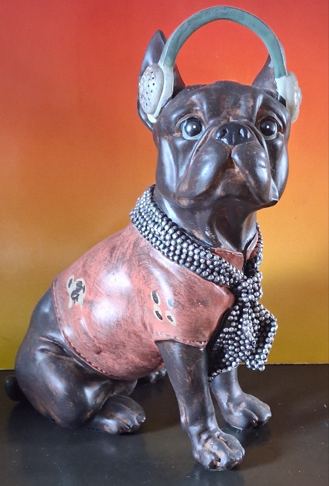 Bulldog.  'His Master's Voice' maar dan anders.  21 cm., Ophalen, Zo goed als nieuw, Hond of Kat, Beeldje of Figuurtje