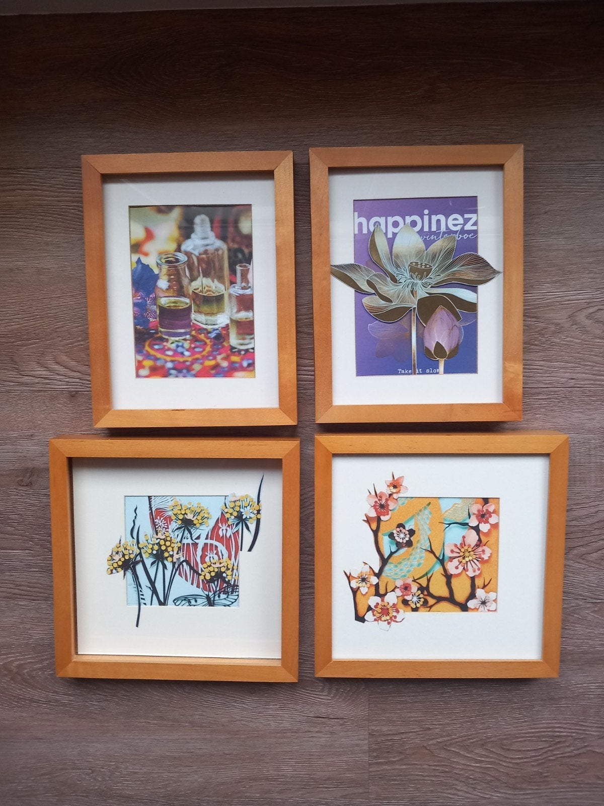 4 houten lijsten Ikea 25 x 25 en 20,5 x 26,5, Ophalen of Verzenden, Gebruikt, Met passe-partout