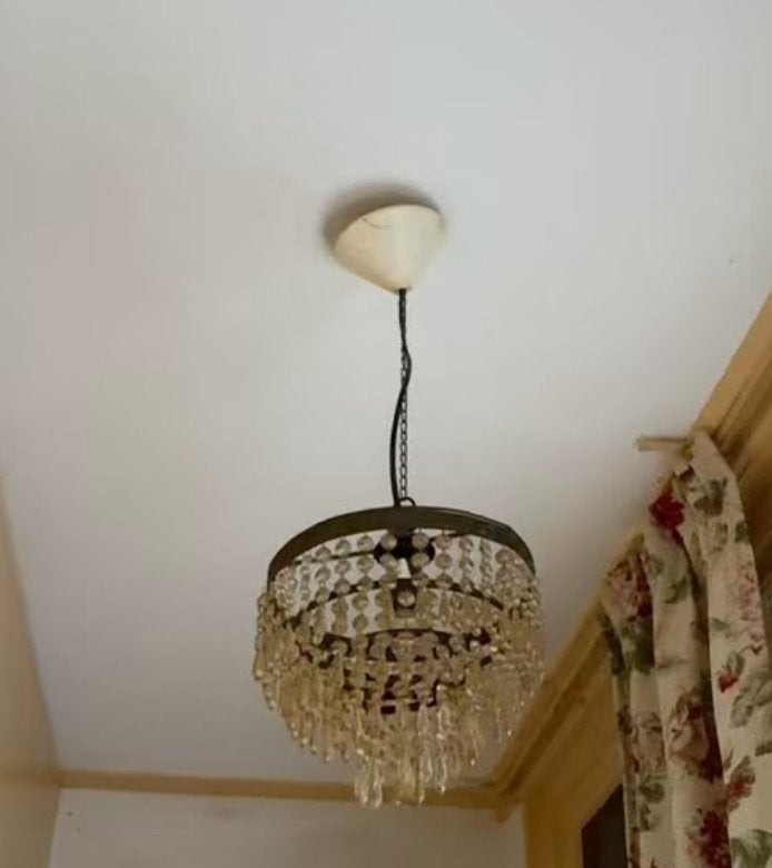 Vintage Vitrage Kroonluchter Klassieke Hanglamp, Ophalen, Gebruikt, Glas, Overige fittingen