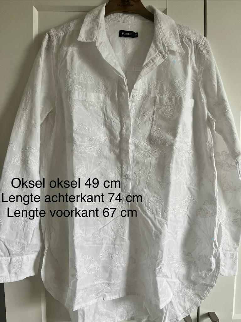 Purdey tuniek blouse wit met ton sur ton print, Kleding | Dames, Wit, Ophalen of Verzenden, Zo goed als nieuw, Purdey