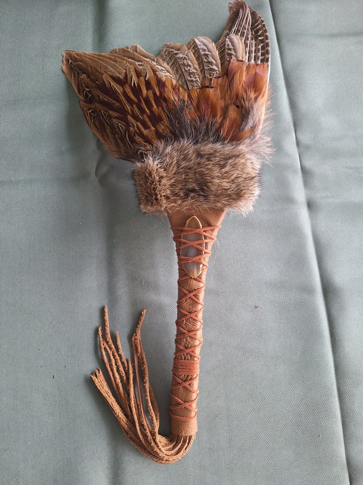 Smudge wing/ vleugel/ feather fan met agaatschijf, Ophalen of Verzenden