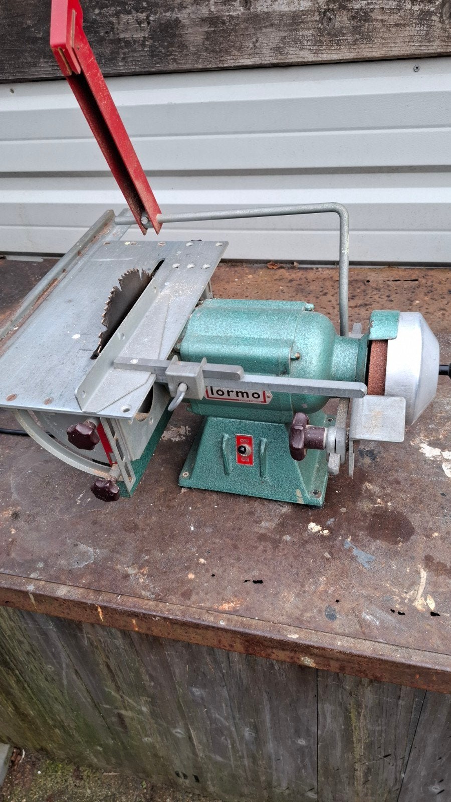 Vintage Tormo Zaagmachine met Slijpsteen