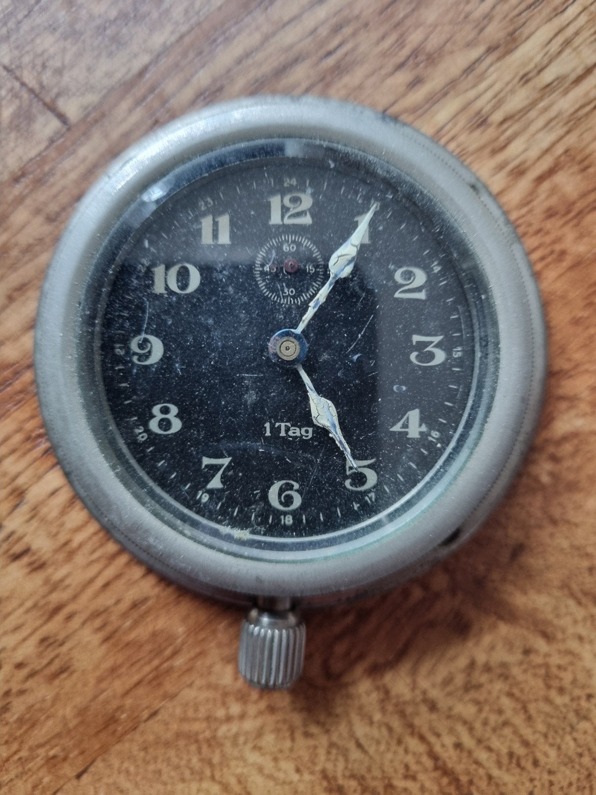 Antieke mechanische dashboard/cockpitklok., Ophalen of Verzenden