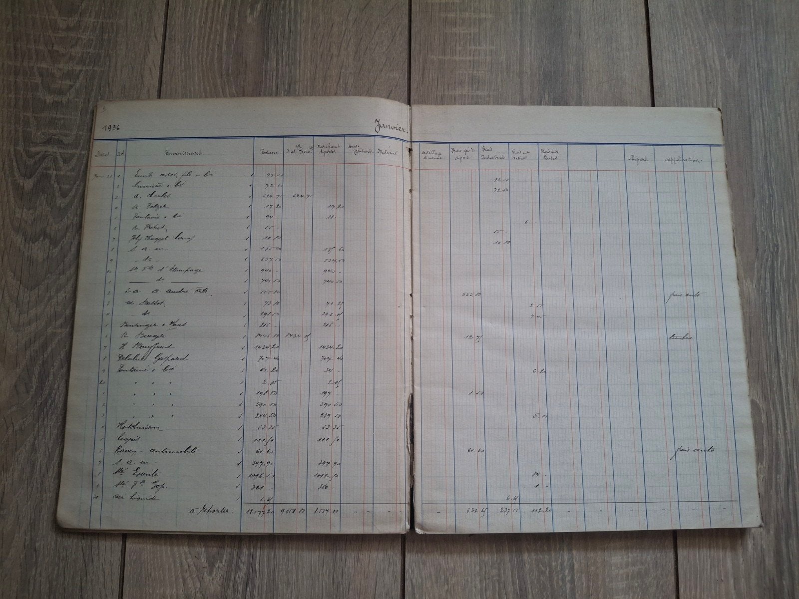 Vintage Frans grootboek - kasboek Paul Duval 1935-1938, Antiek en Kunst, Ophalen of Verzenden