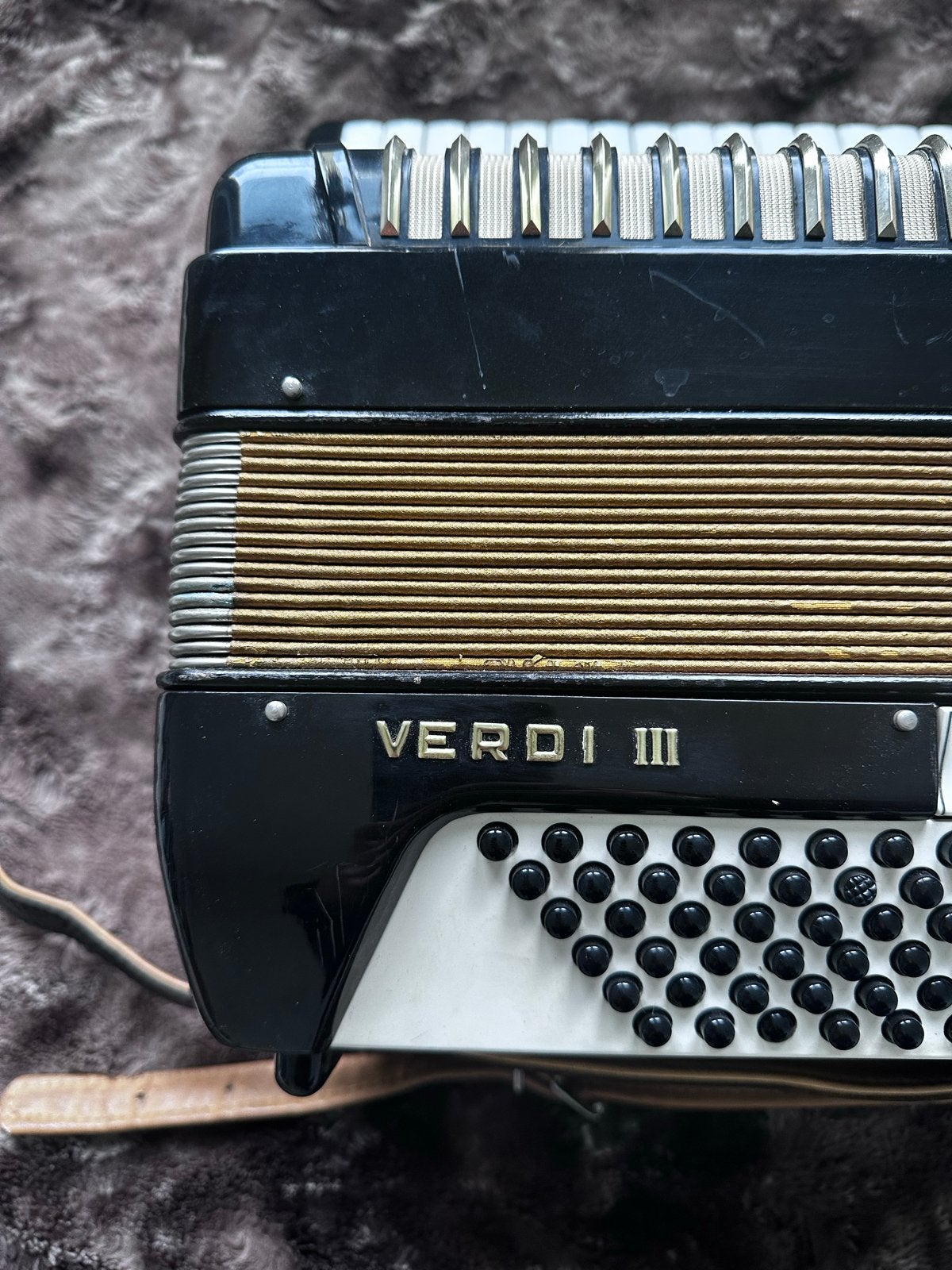 Mooie vintage Hohner Verdi III Accordeon – 120 bas, Ophalen, Gebruikt, Met riemen, Overige formaten