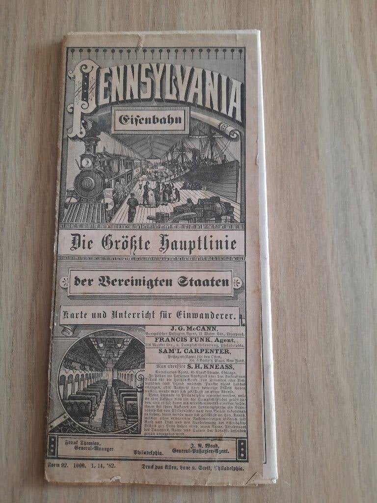 Pennsylvania eisenbahn emigratiefolder 1890, Ophalen of Verzenden, Gebruikt, Trein, Kaart of Prent