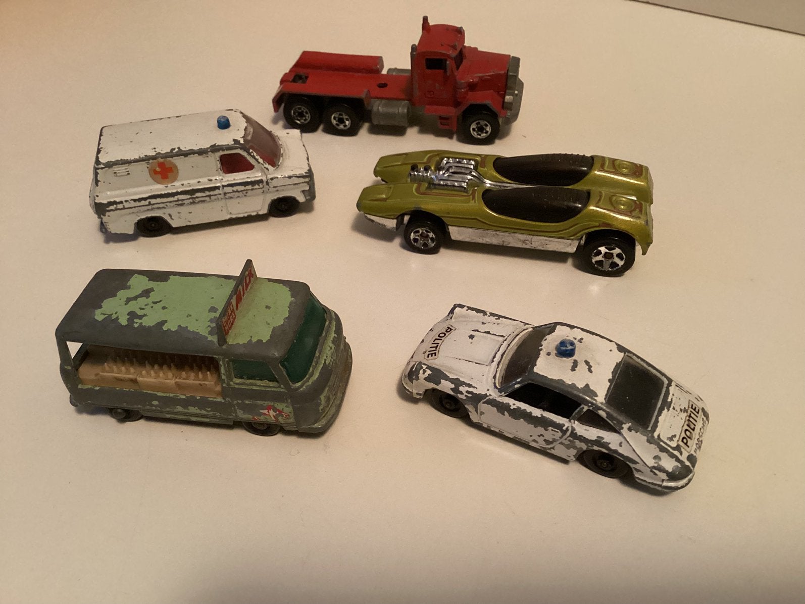 5 oude speelgoed auto’s ( in Hilversum ), Ophalen of Verzenden, Gebruikt, Auto's