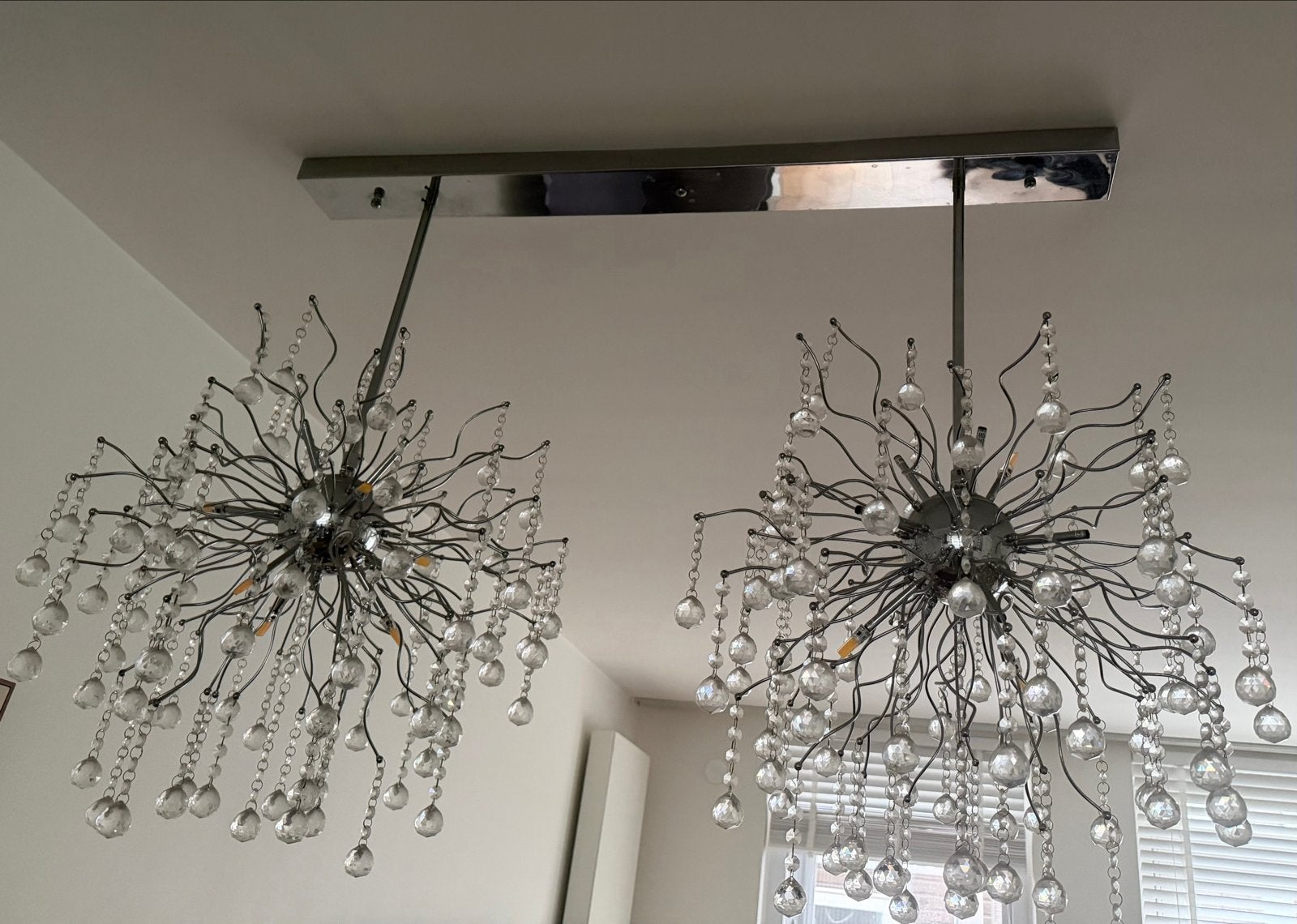 Set van 3 Kristallen LED Lampen - Salon & Eettafel, Ophalen of Verzenden, Zo goed als nieuw, Glas