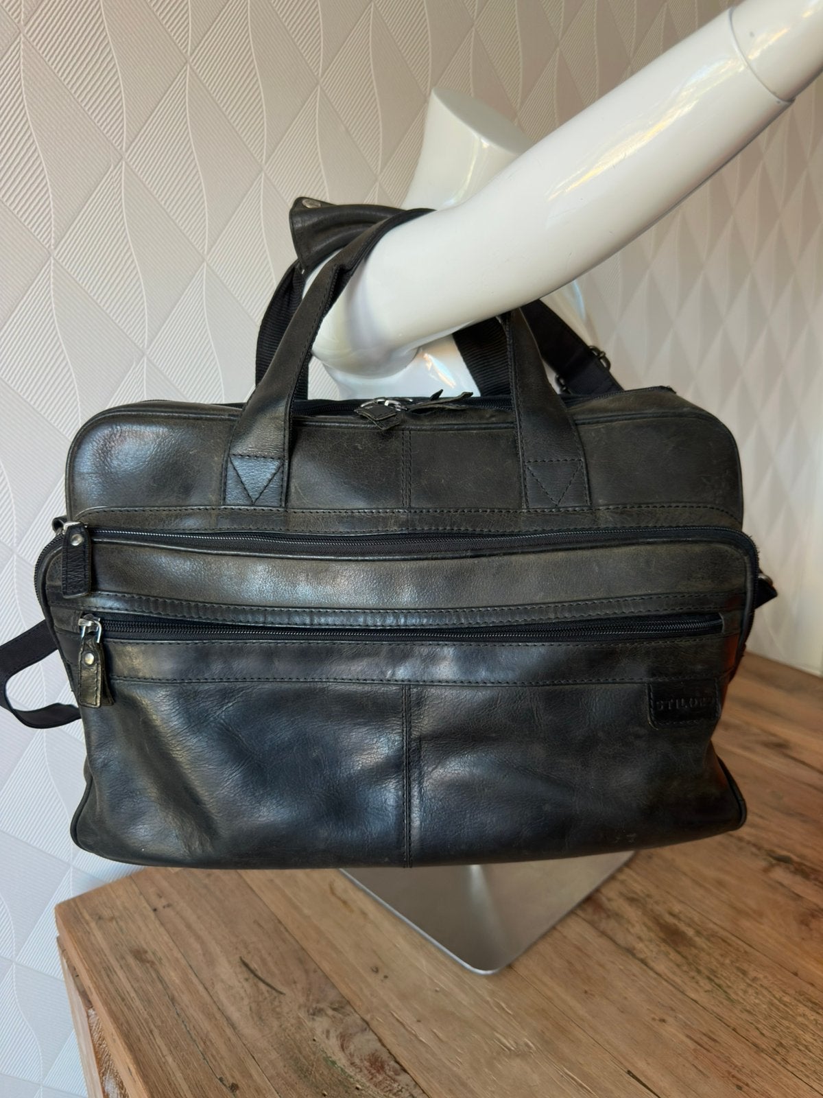 STILORD Laptoptas/werktas, donkergroen, leer!, 15 inch, Aktetas, Ophalen of Verzenden, Overige merken