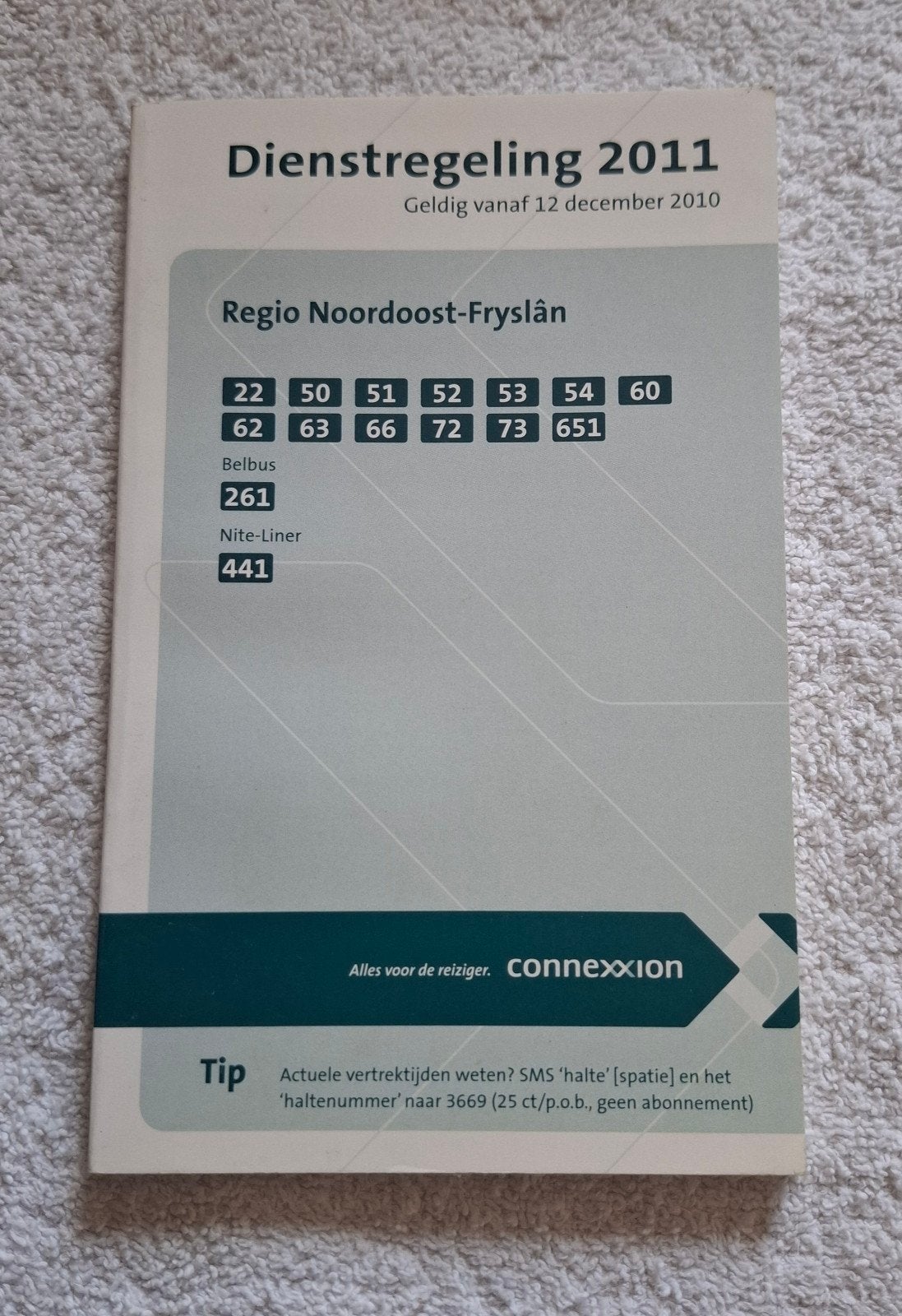 Dienstregeling 2011 Connexxion Regio Noordoost-Fryslân, Ophalen of Verzenden, Zo goed als nieuw, Bus of Metro, Overige typen