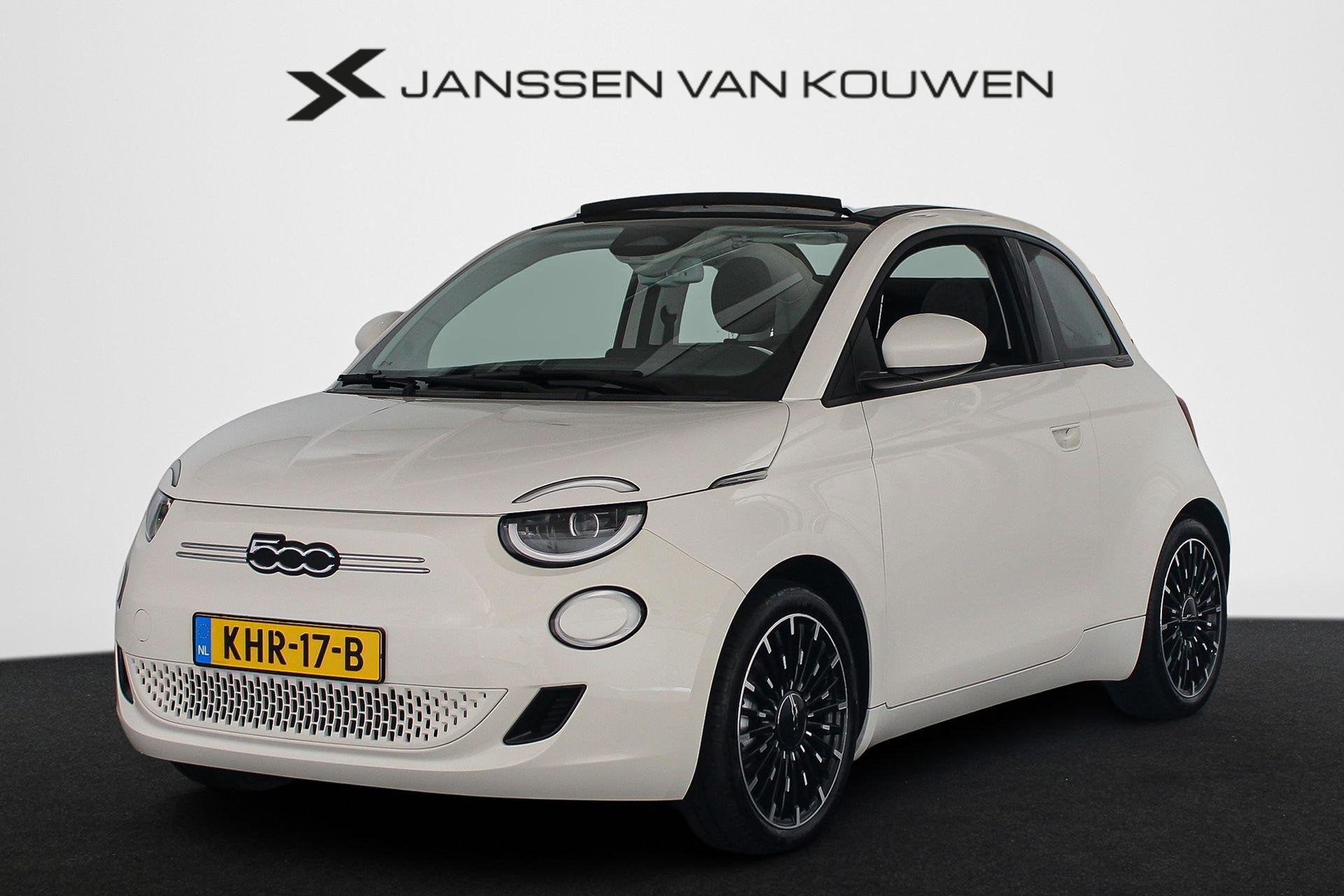 Fiat 500 C Icon 42 kWh Stoelverwarming 17'' Diamantfinish Ve, Auto's, Stof, Gebruikt, 4 stoelen, Wit