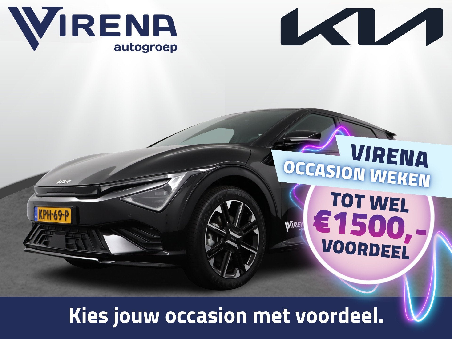 Kia Ev6 GT-Line Business Edition 84 kWh LED Matrix - Stoel-/, Automaat, Achterwielaandrijving, 1800 kg, Zwart