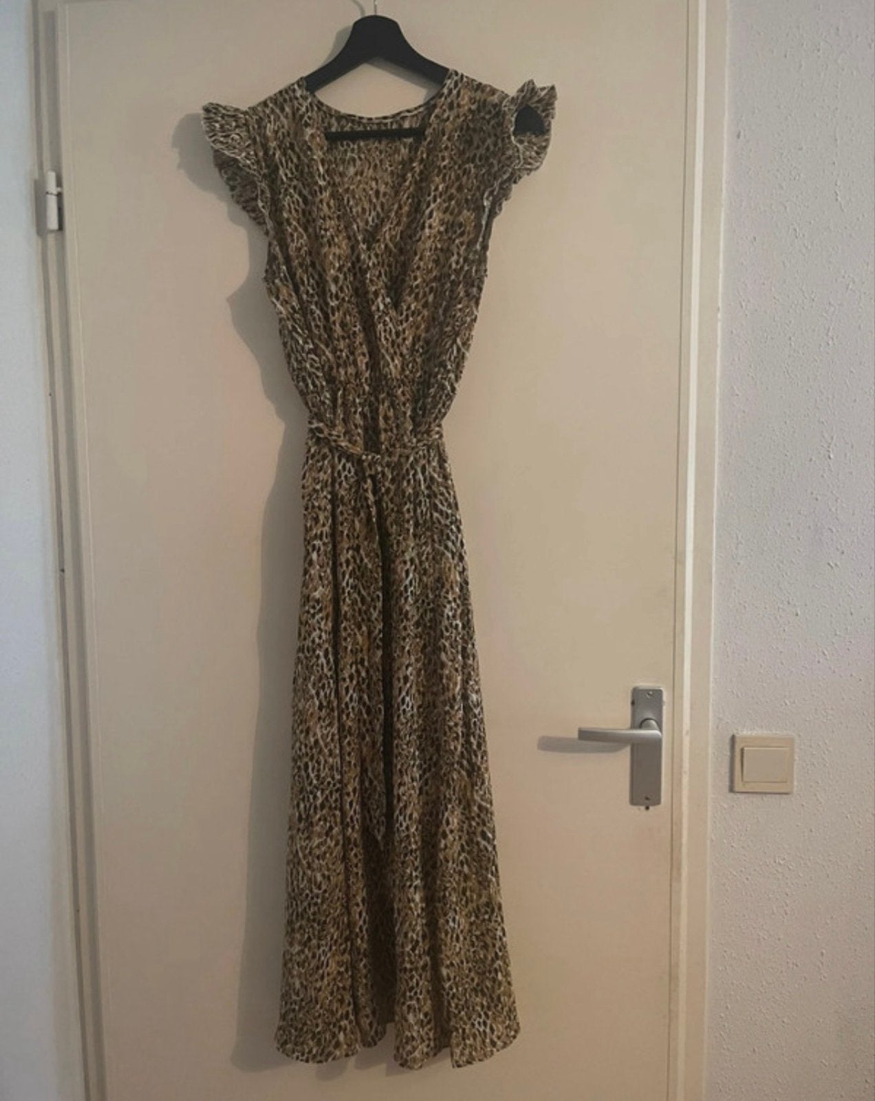 Leopardprint Maxi Jurk met Strikceintuur, Maat 38/40 (M), Bruin, Verzenden, Zo goed als nieuw