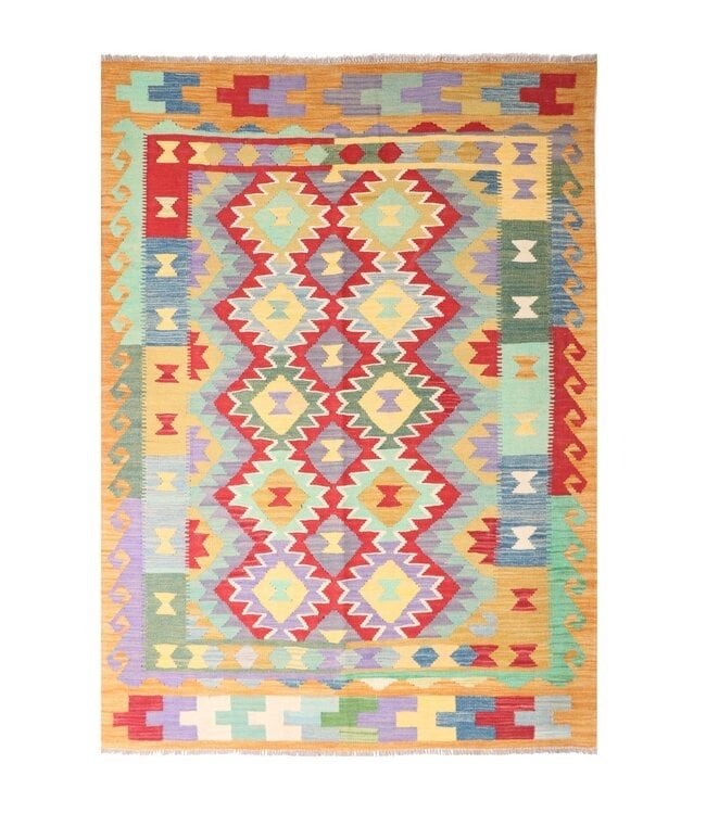 Handgeweven Traditioneel Kelim Vloerkleed Wol 198x148cm, 100 tot 150 cm, Ophalen of Verzenden, ...., Sadikaberdy@gmail.com
