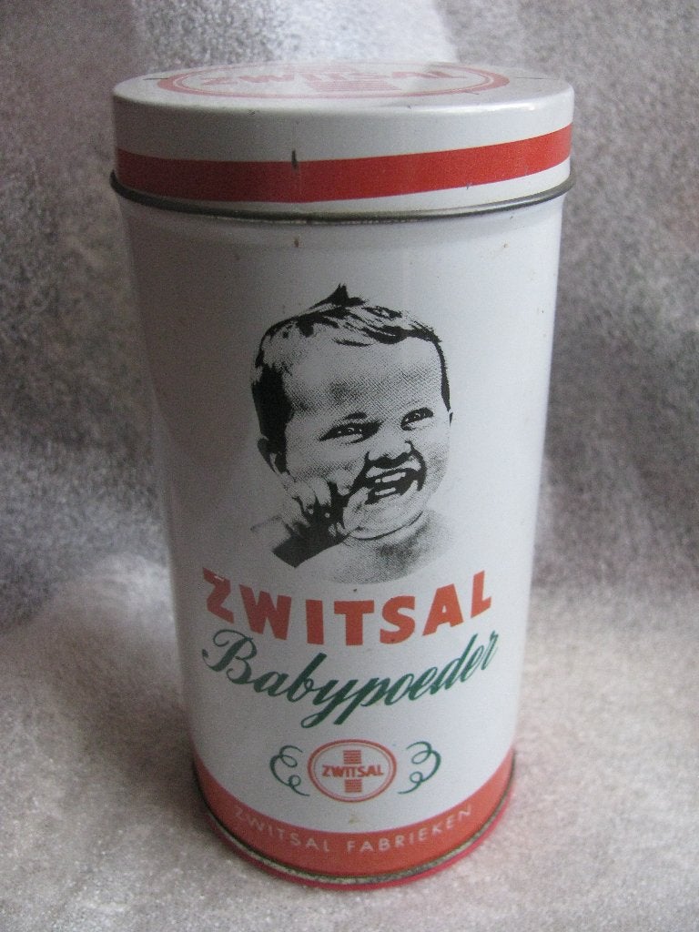 Groot Blik ZWITSAL Babypoeder met NIET Werkend Muziekdoosje, Verzenden