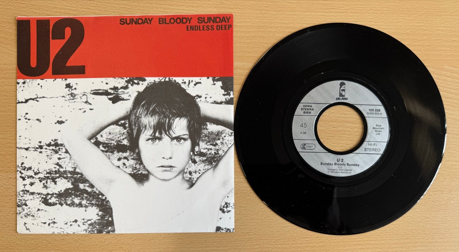 U2 - Sunday Bloody Sunday 7” - Europe 1985, Gebruikt, Verzenden, 7 inch, EP