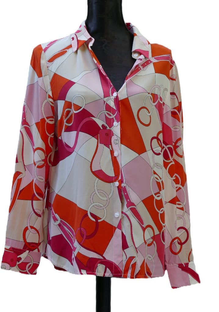 LAURA BIAGIOTTI zijden blouse maat 40, Maat 38/40 (M), Overige kleuren, Laura Biagiotti, Ophalen of Verzenden
