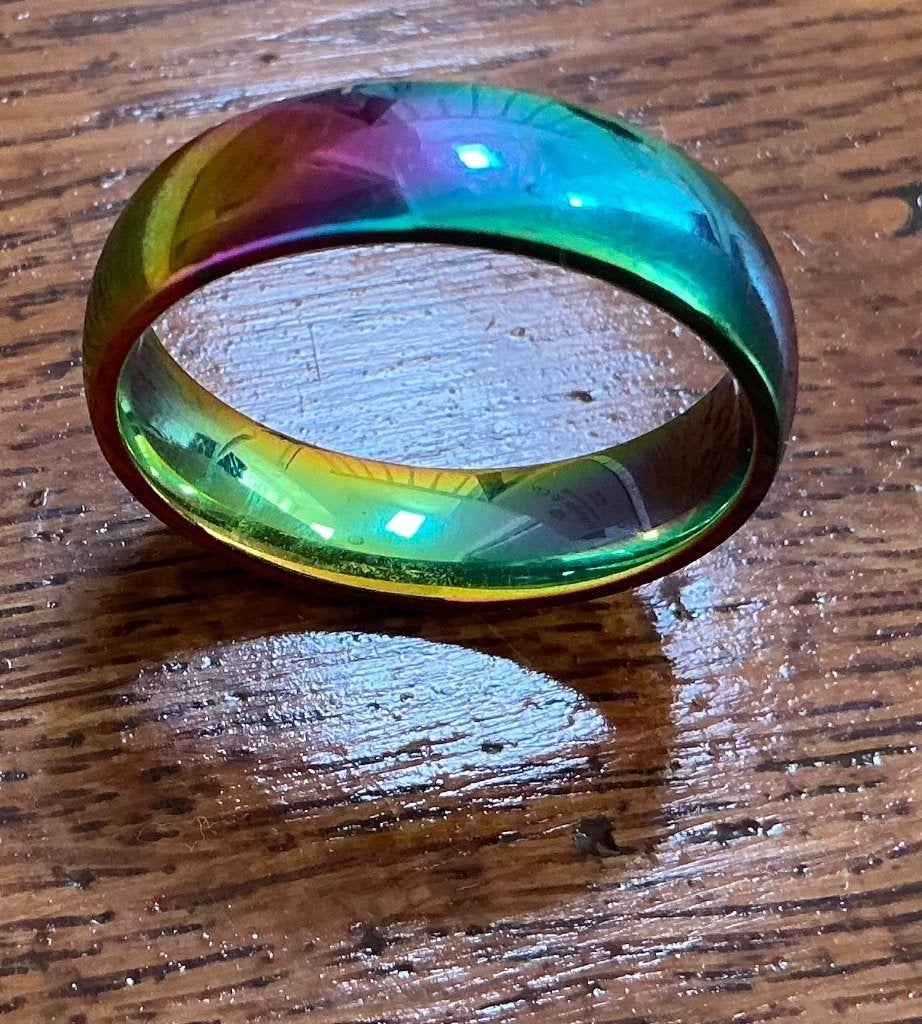 Ring regenboogkleuren, metaal, gay, Overige materialen, Overige kleuren, Ophalen of Verzenden, Zo goed als nieuw