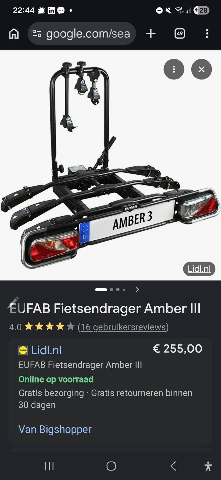 Amber 3 fietsendrager nieuw in doos, Auto diversen, Ophalen of Verzenden, Nieuw, Trekhaakdrager