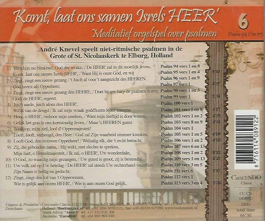 Foto 2 van OrgelCD: Andre Knevel - Komt, laat ons samen Isrels Heer