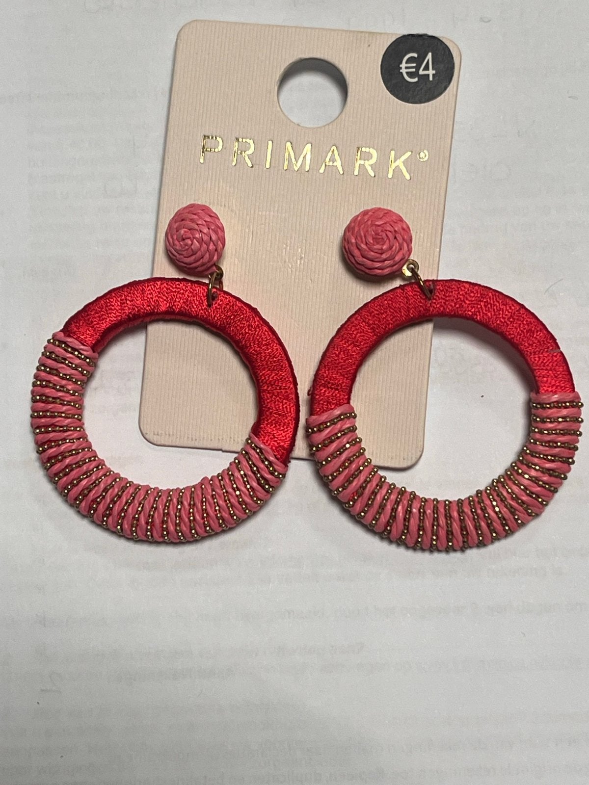 Primark Oorbellen Rood Roze Goudkleurig, Sieraden, Tassen en Uiterlijk, Overige materialen, Hangers, Nieuw, Ophalen of Verzenden