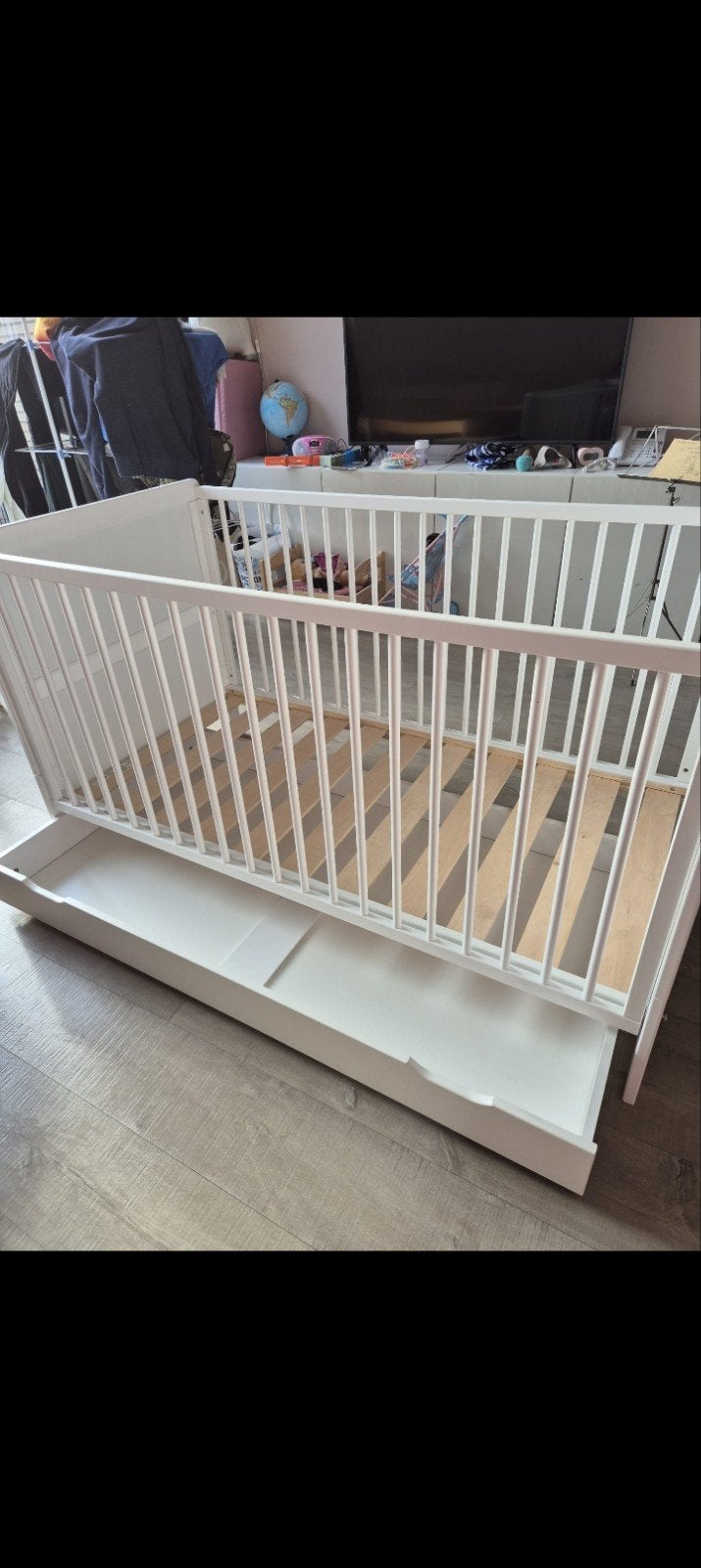 Petite Amelie Wit babybedje met lade 140x70, Ophalen, Gebruikt, Ledikant