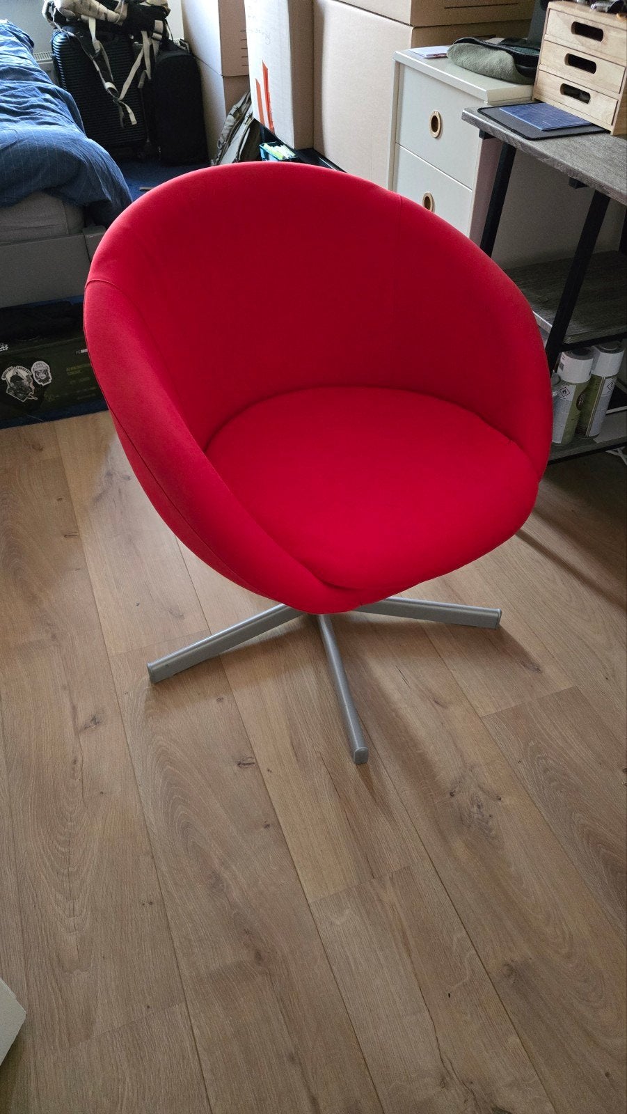 Rode draaibare fauteuil, Ophalen, Gebruikt, Stof, Eén