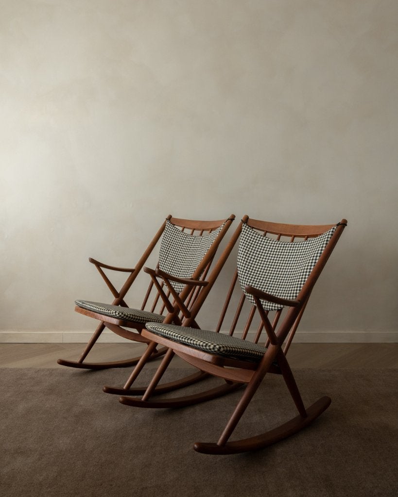 Vintage Deens teak schommelstoel Frank Reenskaug Bramin 1950, Huis en Inrichting, Stoelen, Gebruikt, Na, Bruin, Na