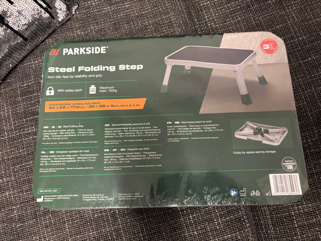 Parkside Stalen Opvouwbare Opstapje, Trap, Nieuw, Ophalen of Verzenden, Opvouwbaar of Inschuifbaar