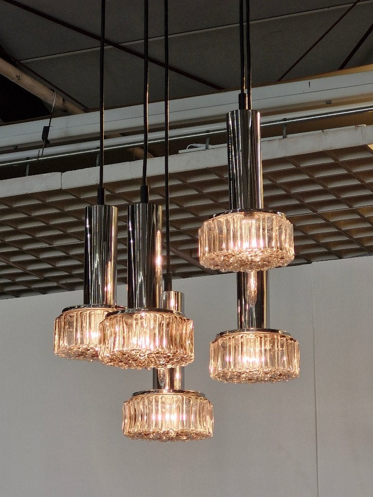 Vintage design cascade hanglamp Staff Leuchten chroom glas, Ophalen, Gebruikt, ., Vintage