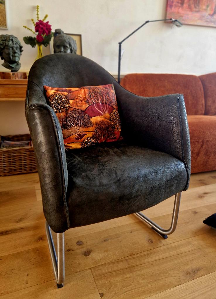 FAUTEUILS LEER TOPFORM DESIGN (set van twee), Huis en Inrichting, Fauteuils, Ophalen, Minder dan 75 cm, Leer, Zo goed als nieuw
